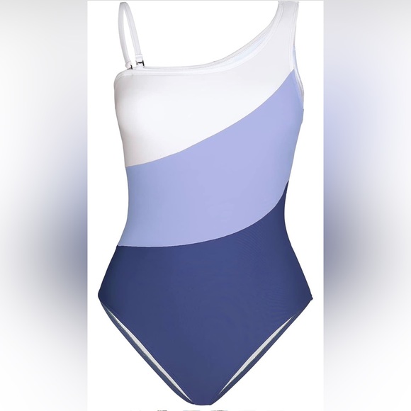 🛍️NWT Cupshe Blue and White One Piece Swimwear with Color Block Design XL - Picture 5 of 9